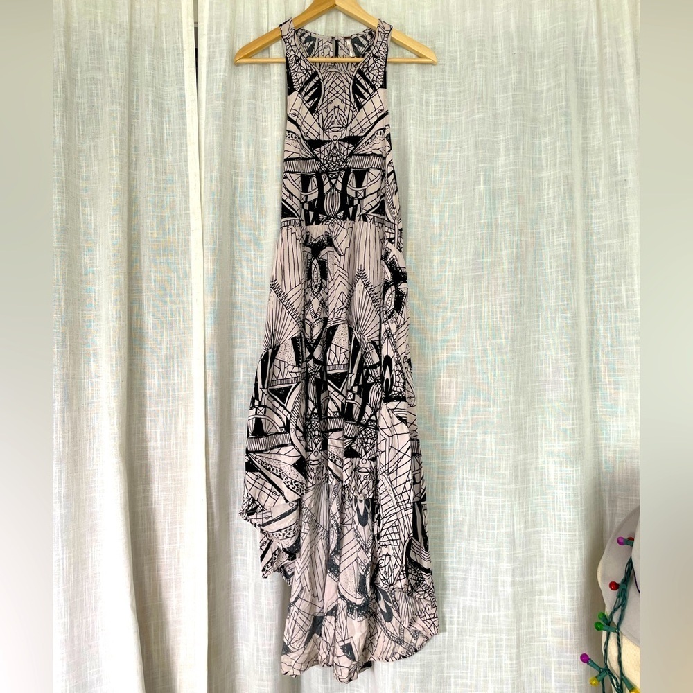 Free People Geometric Abstract Racerback High Low Dress Size S